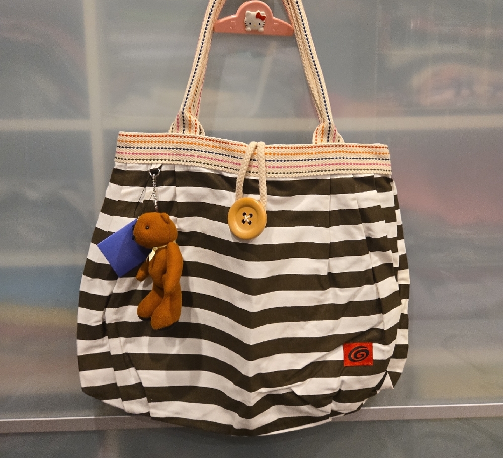 Brand Unknown Brown and White Tote with Rope Handles